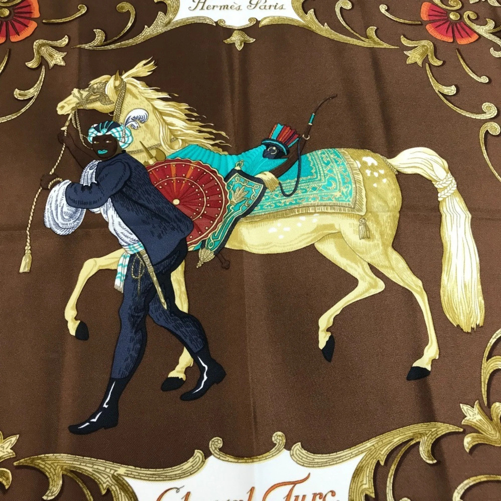 HERMES Brown Silk Scarf - Picture 8 of 11
